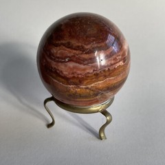 Vintage Polished Red Jasper Obelisk and Sphere on Stand