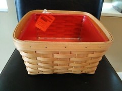 Longaberger Warm Brown Medium Tabletop Basket set MINT FREE SHIPPING