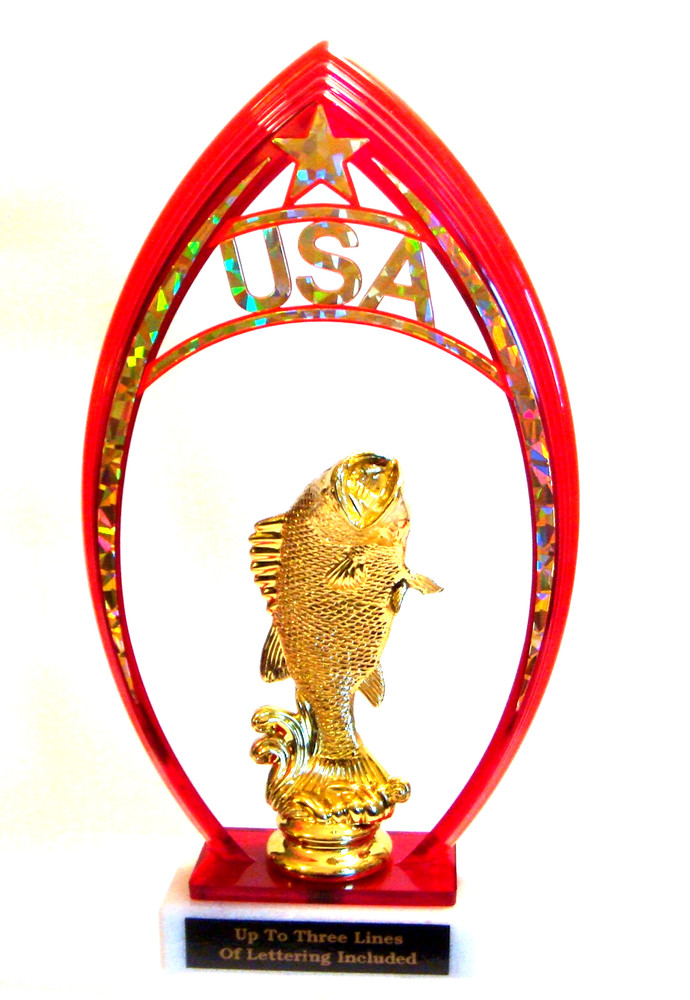 USA RED FRAME BASS TROPHY FISHING USA FRAME BASS FISH TROPHIES