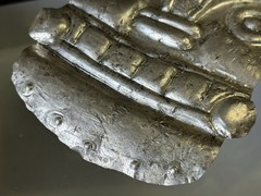 RARE AUTHENTIC PRE-COLUMBIAN SILVER HUMAN EFFIGY MASK W/ COA, SOUTH AMERICA