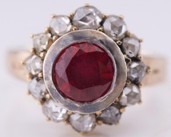 MUSEUM GRADE: Antique Faberge 14k Gold 1.77ct Ruby & 1ct Diamond Ring c1890’s