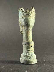 RARE ANCIENT LUR1STAN BRONZE CROWNED SKULL DEVIL GOTHIC STATUE – CIRCA 1000 BCE