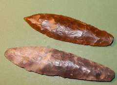2 rare spear-points . WITH NICE FLAKING. DANISH STONE AGE NEOLITHIC. 1700 b.c.