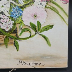 Bluebonnets Amateur Still Life Floral Oil Painting Unframed Signed M Norman 2018