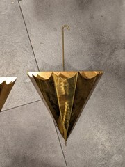 PAIR! Vintage Brass Tole Florentine Umbrella Wall Pocket