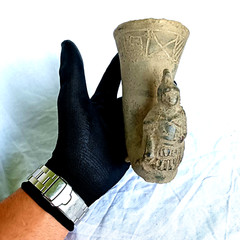 300 BC Ancient Roman Terracotta Drinking Rhyton Ceramic Artifact Intact Pottery