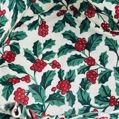 Longaberger Holly Button Basket Liner Christmas Holiday 254377 Made in USA