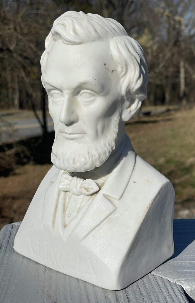 Antique Rare 19th C European Porcelain Bisque Parian Ware Bust Abraham Lincoln