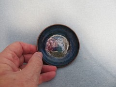 Mid Century Hakon Bjornstad Norwegian Enamel Copper Plate Dish Bowl