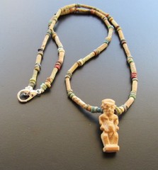 NILE Ancient Egyptian Pataikos Amulet Mummy Bead Necklace ca 300 BC