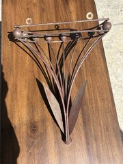 Vintage Mid Century Iron Wall Sconce Plant Holder Bronze Finish