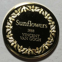 Franklin Mint Sunflowers 2 oz 24k Gold .925 Silver Proof Medal Round