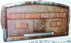 Vintage Halloween Grave Marker Funeral Home Plaque Albert “The Boogeyman” Fish