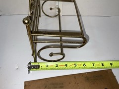 SET 2 Home Interiors Gold Wire Wall Shelf Glass Insert 9”X5”X7” Hollywood NOS
