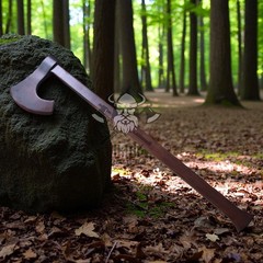 Handcrafted Wooden Axe Decorative Prop Medieval Style Wood