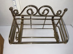 SET 2 Home Interiors Gold Wire Wall Shelf Glass Insert 9”X5”X7” Hollywood NOS