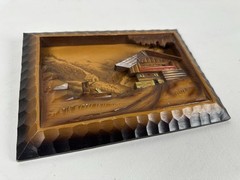 Vintage Hand Carved & Stained Wooden Relief Picture Germany Black Forest
