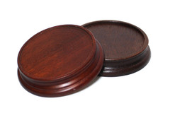 Wood Bases Display Stands Mahogany Stain Round Set 2