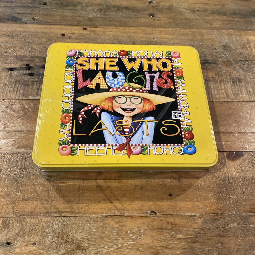 Mary Engelbreit Tin Collectible SHE WHO LAUGHS LAST JCPenney Exclusive -New