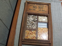 Decorative Rustic Look Washboard With Seeds Corn Beans Nuts & Sunflowers Hangs