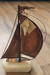Vtg John De Mott Copper 10″ Sail Boat on Quartz Base Signed Nautical Gift