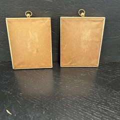 VTG Wedgwood Style Relief Dancers Framed Velvet Brass Set Of 2 5×4
