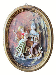 PAIR Vintage ITALIAN Empire 3-D Wall Plaques Rococo Made in Italy Victorian