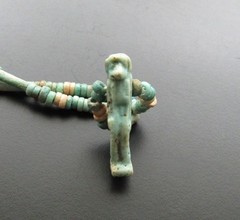 NILE Ancient Egyptian Thoth Amulet Mummy Bead Necklace ca 600 BC