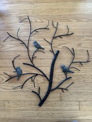 1960’s Birds Tree Branches Black Blue Gold Metal Wall Art MCM MID CENTURY MODERN