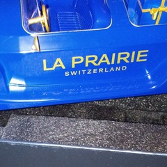 La Prairie Blue Gold Collectible Decorative Model Car Switzerland Plastic