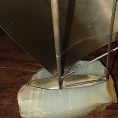 De Mott Brass Sailboat 1970s Quartz Base Signed Mid-Century Modern Decor DeMott