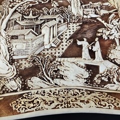 Vintage Resin Dynasty Relief Carved Tray Decor 1982 Arnart Imports