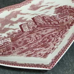 Johnson Brothers Old Britain Castles Pink Heart Shaped Plate Dish Dudley Castle