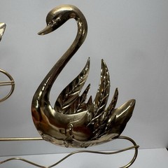 2 Swan Birds Swimming- Metal Wall Hanging Art Home Decor Swag – 15×12”