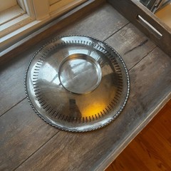 Antique European 540 Silver on Copper Tea Tray Art Nouveau Floral Rope Rim 10.5