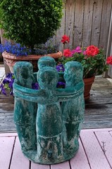 TABLE vtg circle of friends mayan aztec mexican candle garden sculpture western