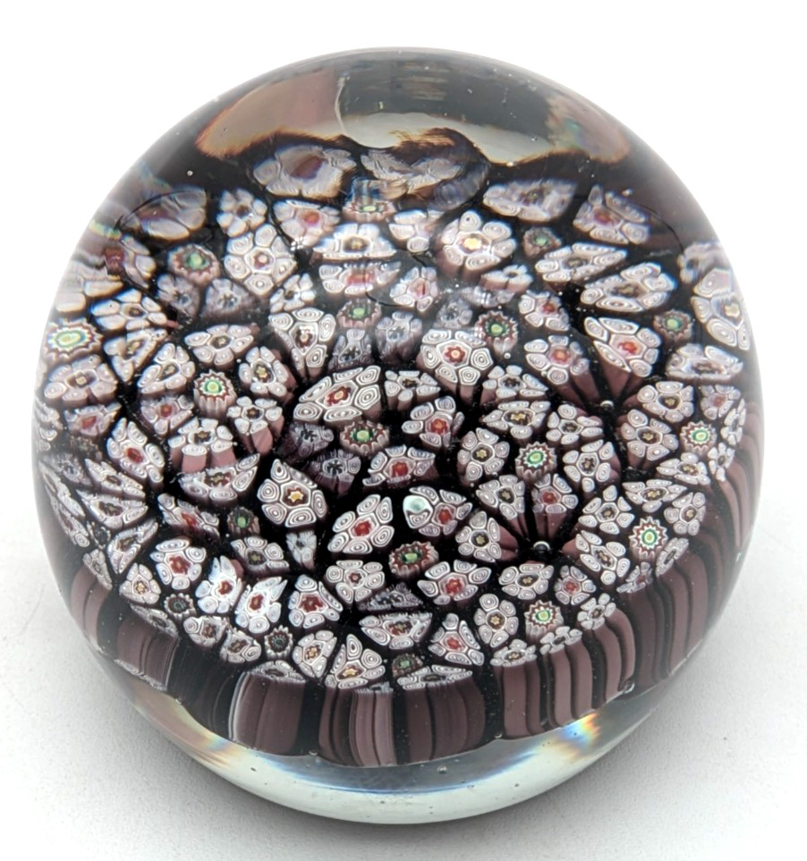 Murano Hand Blown Art Glass Millefiori Paperweight