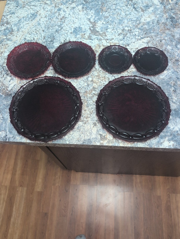 Lot Of 6 Vintage Avon 1876 Cape Cod Ruby Red Collect. 2-5 1/2/2-7 1/2″/2-10 1/2″
