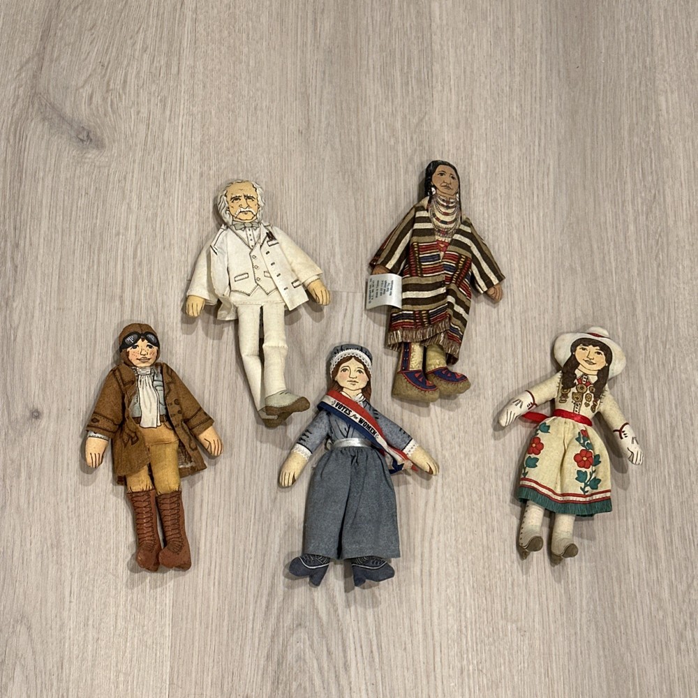 5 Hallmark Famous Figures Dolls | Earhart, Twain, Annie Oakley, Chief Joseph