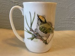 VINTAGE 1976 ENESCO SONG BIRD 10 OZ. MUGS. ( YELLOW WARBLER ) Fine China Slim