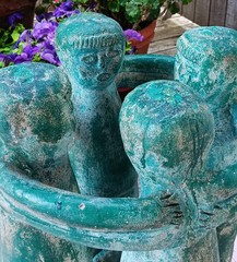 TABLE vtg circle of friends mayan aztec mexican candle garden sculpture western