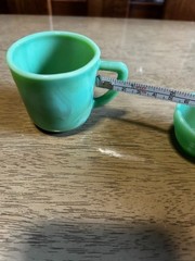 1944 J. Pressman Co. Chiquita Jade Gr Akro Agate “Tea for Six” Fingerloop