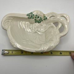 Belleek Woman Playing Harp Porcelain Dish
