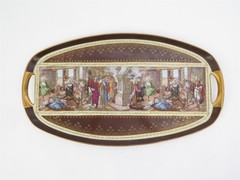 Bohemia Porcelain Czechoslovakia Neo-Classical Celebration Platter 19″ x 11″