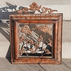 Vintage Art Nouveau Style Heavy Bronze Metal Wall Hanging Art Ornate Roses