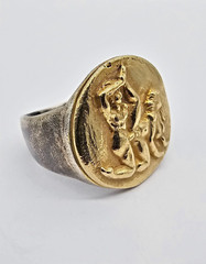 300 BC Ancient Roman Greek High Carat GOLD Silver Ring Erotic Motive Artifact