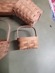 LOT OF 5 ASSORTED LONGABERGER BASKETS VARIOUS SHAPES SIZES 1980s CHEAP L$$K