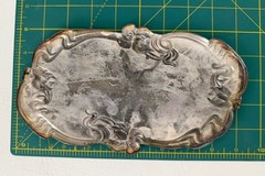 Vintage Ornate Art Nouveau Metal Casket Coffin Marker Blank Memorial Name Plaque