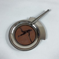 Vintage Basbeall Trinket Tray Stainless Silver Tin Metal Bat EUC Rare