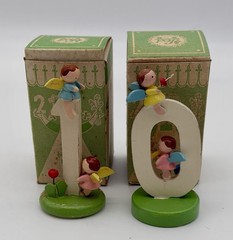 VTG Complete Sevi Wooden Birthday Cake Toppers Handmade In Italy Set of 11
